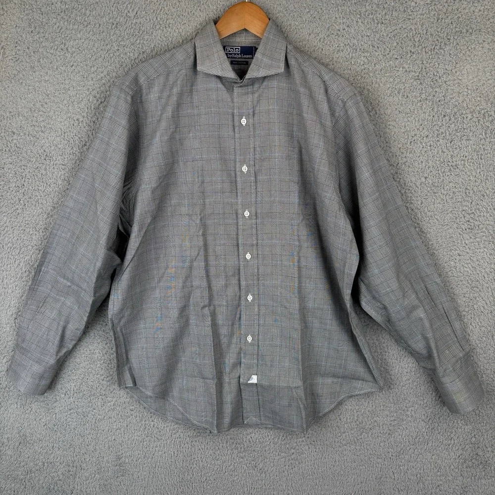 Polo Ralph Lauren Dress Shirt Mens 16/35 Glen Check Windowpane‎ Cotton Button Up